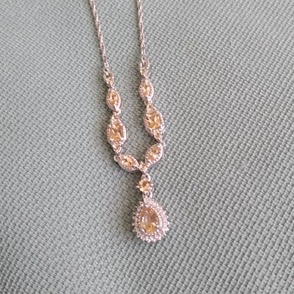 GOLDEN IMPERIAL TOPAZ, ZIRCON PRINCESS NECKLACE💘 - Picture 2 of 9